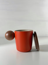 Load image into Gallery viewer, Red Orange Ball Handle Ceramic Mug