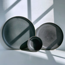 Load image into Gallery viewer, Black Matte Gold Rim Plates