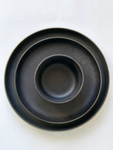 Load image into Gallery viewer, Black Matte Gold Rim Plates