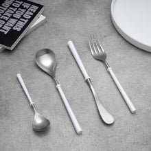 Load image into Gallery viewer, Portuguese White & Silver Cutlery Set