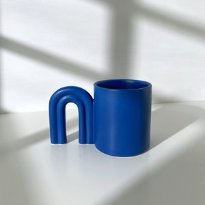 Blue Arch Handle Mug