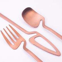Load image into Gallery viewer, Rose Gold Matte Germanic Cutlery Set
