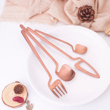 Load image into Gallery viewer, Rose Gold Matte Germanic Cutlery Set