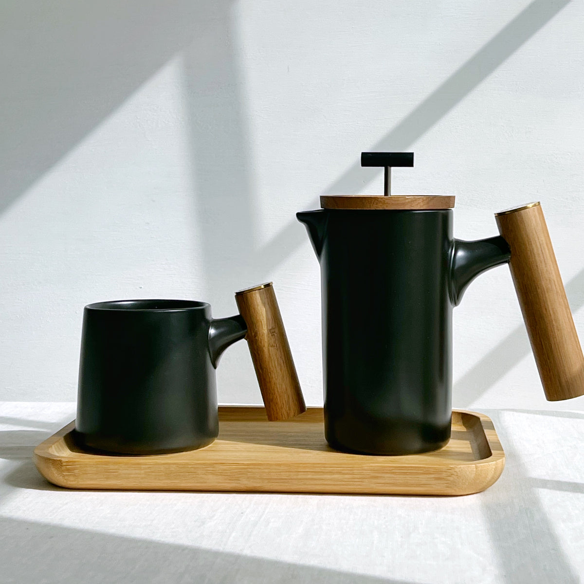 Black Matte Ceramic French Press Set PlaceitKW