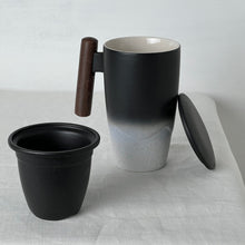 Load image into Gallery viewer, The Japanese Tall Black &amp; White Mug with Infuser
