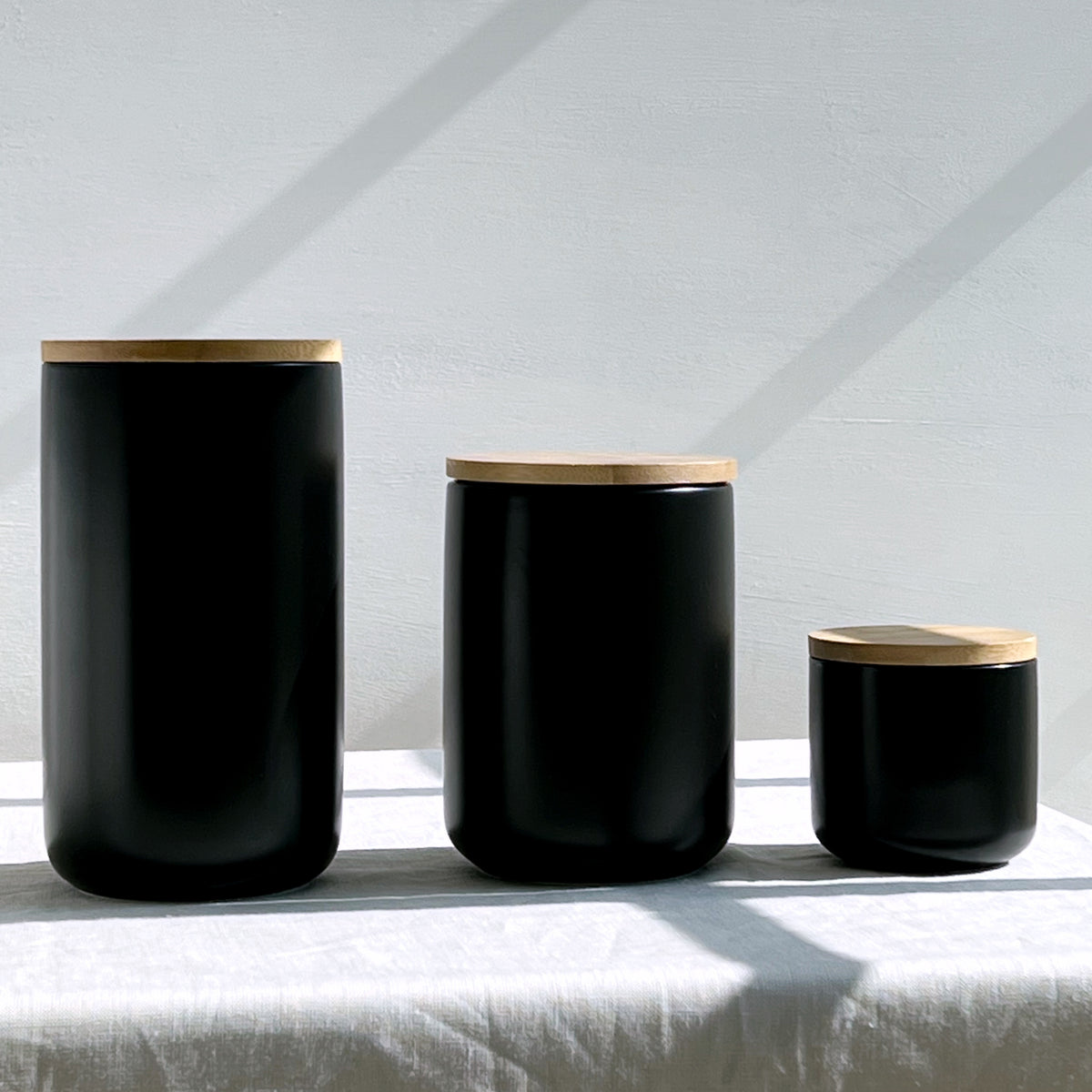 Black Ceramic Jars Set of Three PlaceitKW