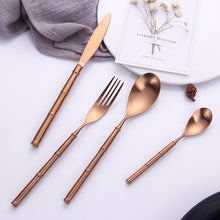 Load image into Gallery viewer, Bamboo Rose Gold Matte Cutlery Set