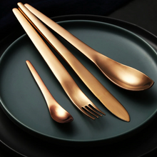 Load image into Gallery viewer, Japanese Style Rose Gold Matte Cutlery Set