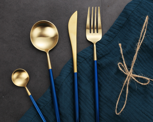 Blue & Gold Matte Cutlery Set