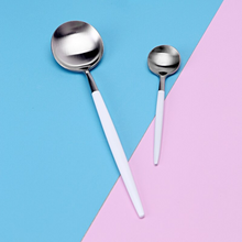 Load image into Gallery viewer, White & Silver Matte Cutlery Set