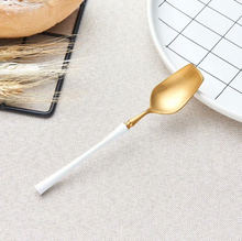 Load image into Gallery viewer, Medieval Ages White & Gold Matte Cutlery Set
