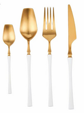 Load image into Gallery viewer, Medieval Ages White & Gold Matte Cutlery Set