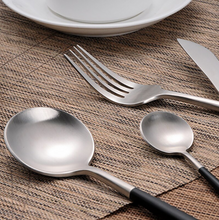 Load image into Gallery viewer, Black & Silver Matte Cutlery Set