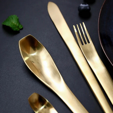Load image into Gallery viewer, Japanese Style Gold Matte Cutlery Set