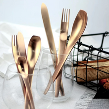 Load image into Gallery viewer, Japanese Style Rose Gold Matte Cutlery Set
