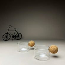 Load image into Gallery viewer, Glass Espresso Cup with Cork Handle set of Two