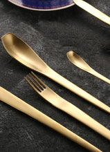 Load image into Gallery viewer, Japanese Style Gold Matte Cutlery Set