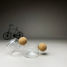Load image into Gallery viewer, Glass Espresso Cup with Cork Handle set of Two