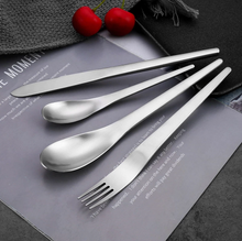 Load image into Gallery viewer, Japanese Style Silver Matte Cutlery Set
