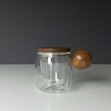 Load image into Gallery viewer, Dark Ball Handle Glass Mug with Tea Infuser and Lid