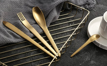 Load image into Gallery viewer, Japanese Style Gold Matte Cutlery Set