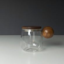 Load image into Gallery viewer, Dark Ball Handle Glass Mug with Tea Infuser and Lid