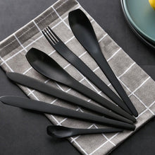 Load image into Gallery viewer, Japanese Style Black Matte Cutlery Set