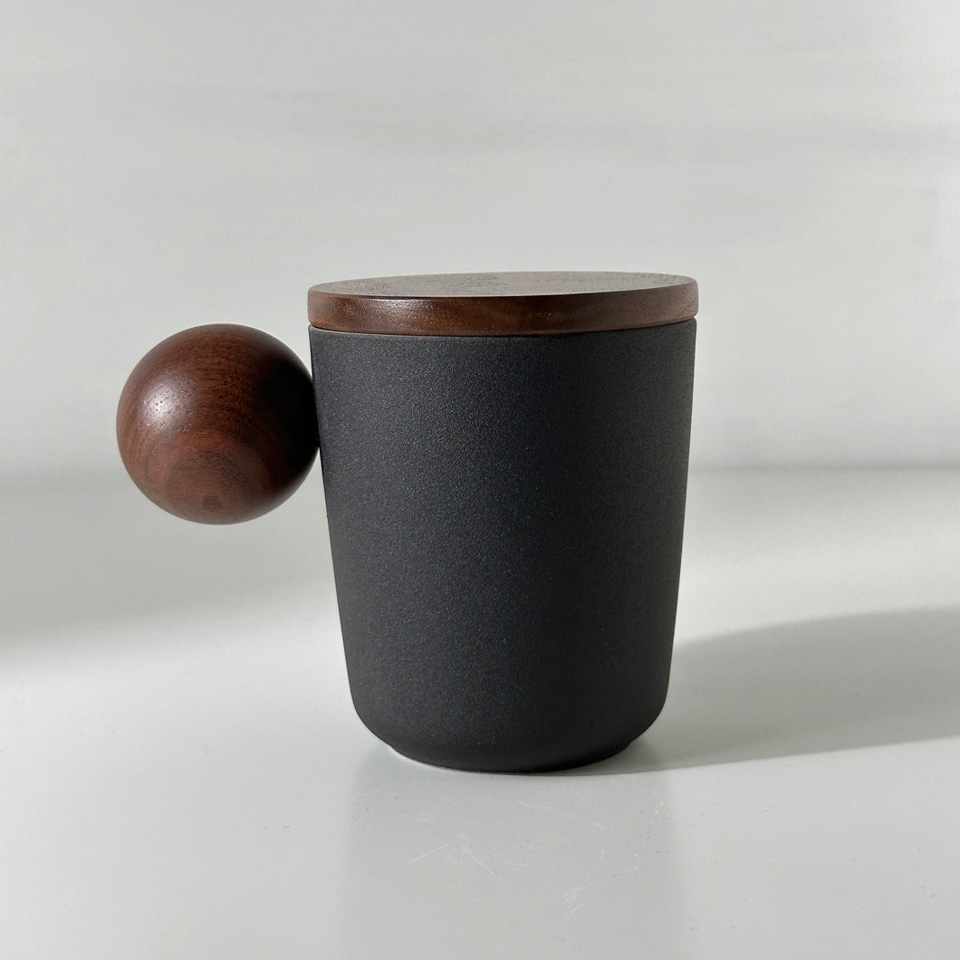 Matte Black Ball Handle Ceramic Mug