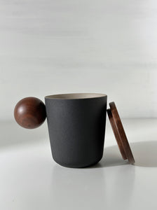 Matte Black Ball Handle Ceramic Mug