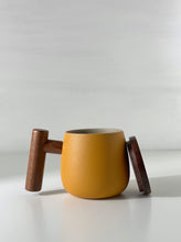 Load image into Gallery viewer, Mustard Yellow Inflated Shaped Ceramic Mug
