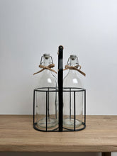 Load image into Gallery viewer, Glass Bottle Set with Metal Holder
