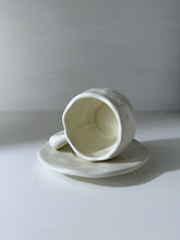 Load image into Gallery viewer, White Wavy Rim Cup with Saucer
