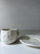 Load image into Gallery viewer, White Wavy Rim Cup with Saucer
