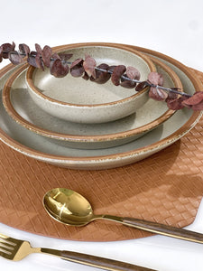 Beige With Brown Rim Plates