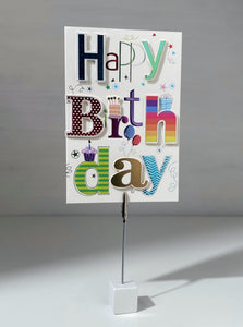 Pop out Metallic Happy Birthday Letters Gift Card