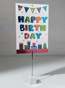 Colorful Metallic Happy Birthday Gift Card