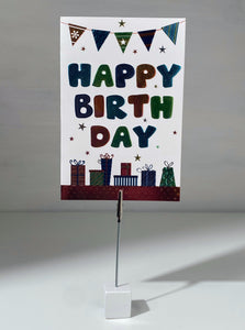 Colorful Metallic Happy Birthday Gift Card