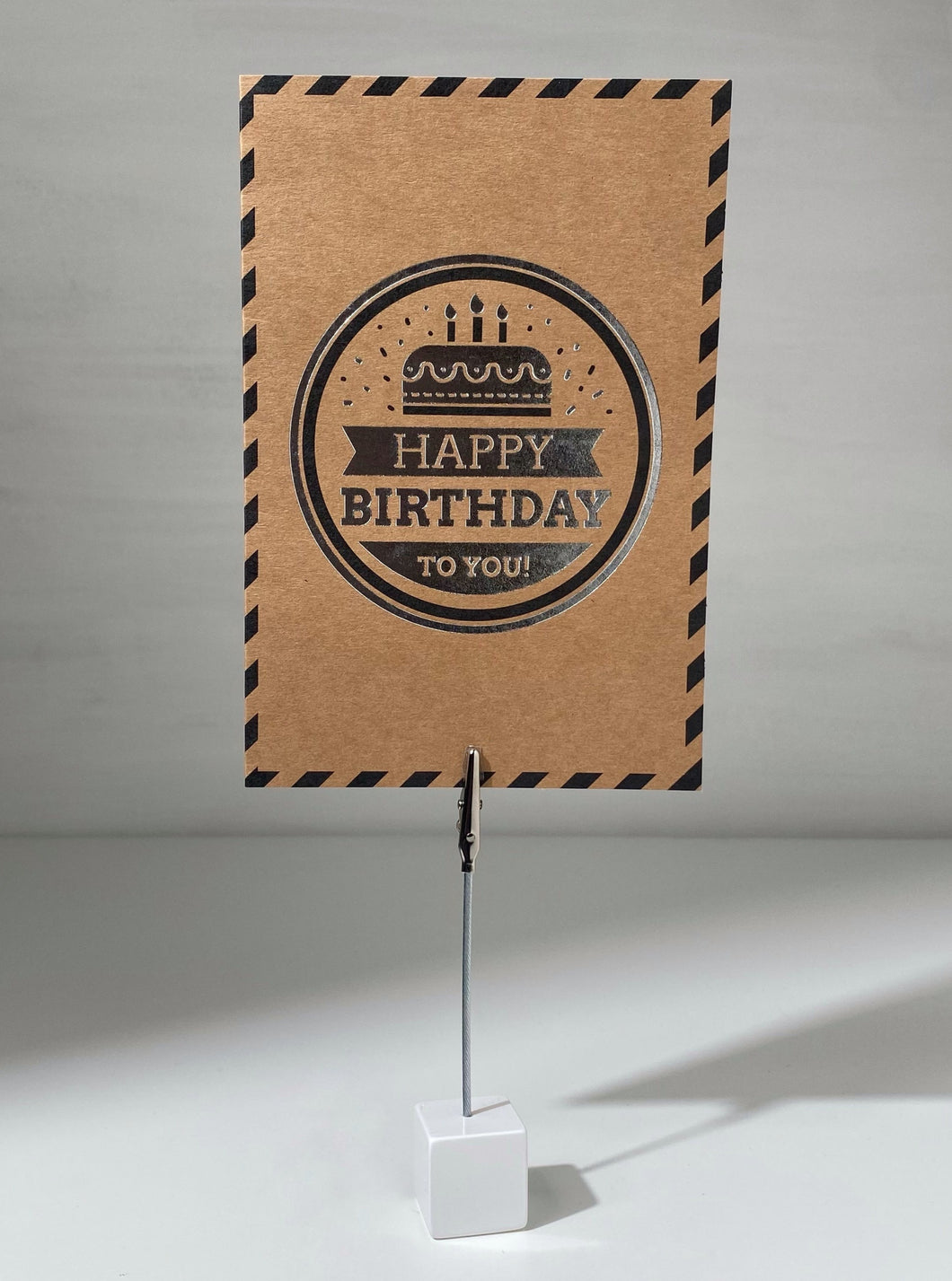 Print in Silver Metallic Happy Birthday Gift Card