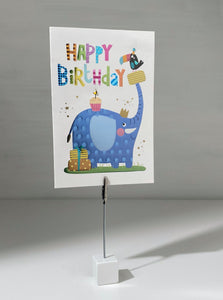 Metallic Embossed Elephant Happy Birthday Gift Card