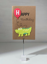 Load image into Gallery viewer, Pop out Balloon and Alligator Happy Birthday Gift Card
