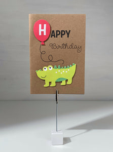 Pop out Balloon and Alligator Happy Birthday Gift Card