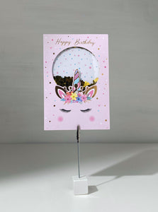 Unicorn Sequinned Pink Birthday Gift Card