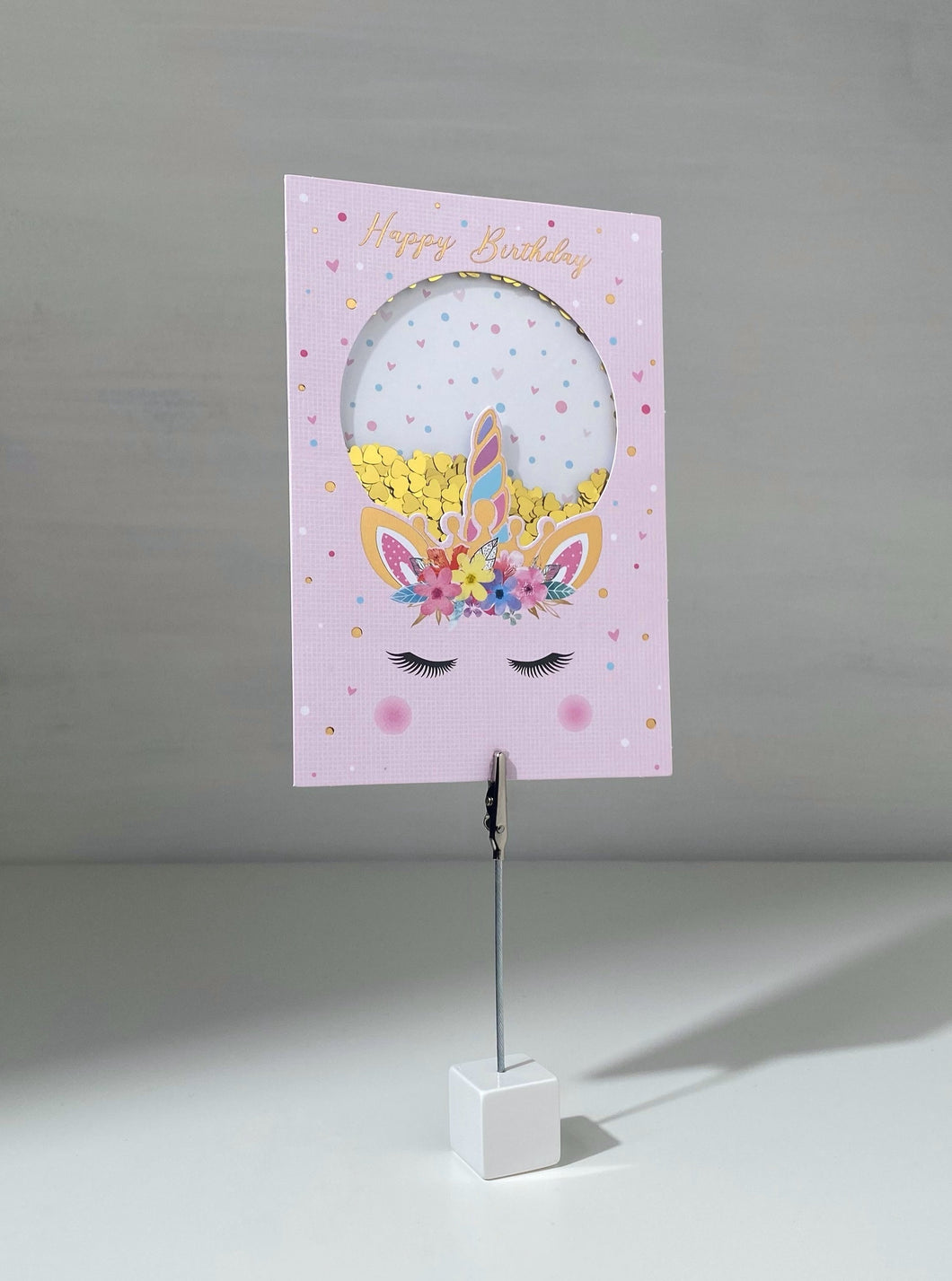 Unicorn Sequinned Pink Birthday Gift Card