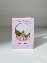Load image into Gallery viewer, Unicorn Sequinned Pink Birthday Gift Card

