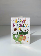 Load image into Gallery viewer, Metallic Dinosaur Happy Birthday Gift Card
