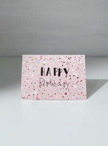 Metallic Rose Gold Happy Birthday Pink Gift Card