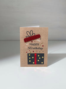 Glittered and sequinned Happy Birthday Gift Box Card
