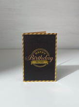 Load image into Gallery viewer, Print in Gold Metallic Happy Birthday Gift Card
