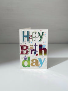 Pop out Metallic Happy Birthday Letters Gift Card