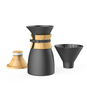 Bamboo Wood Coffee Filter Pot
